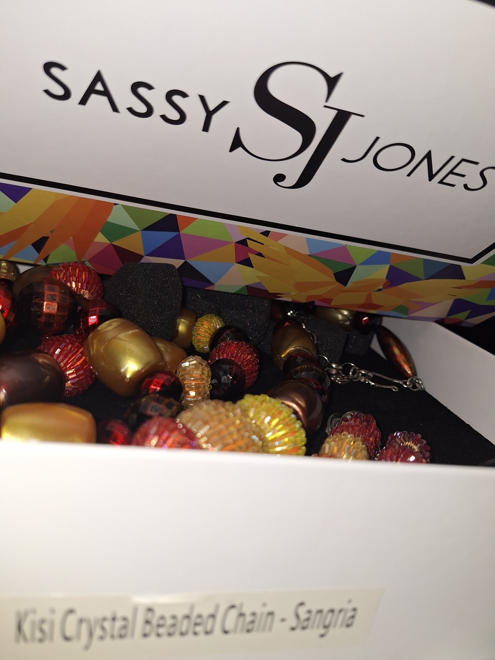 Beaded Multi-Color Statement Necklace & Earrings Set By Sassy Jones - Picture 7 of 7